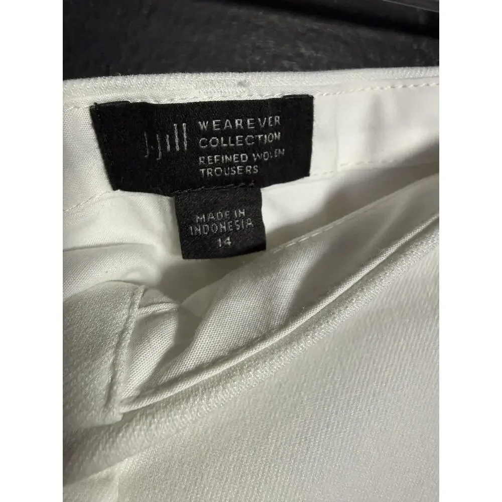 J Jill Wearever Ankle Pants Womens 14 White Twill Tapered Refined Trousers - Picture 2 of 5